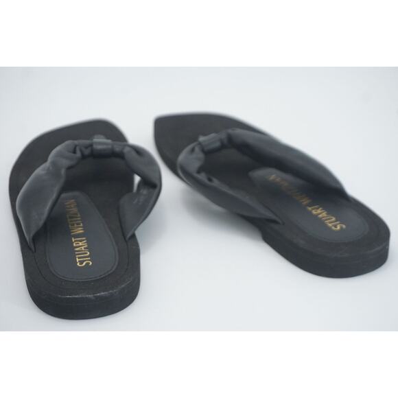 Stuart Weitzman Cassie Black Leather Thong Sandals SZ 6.5 New $250 flip flop - Picture 11 of 11